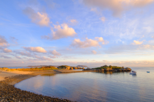 Bordeaux Harbour at sunset overlooking the Houmets Islets.