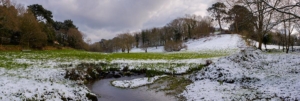 Snow partially covers the fields at Talbot Valley. Beast from the east - snow in Guernsey, February 2018