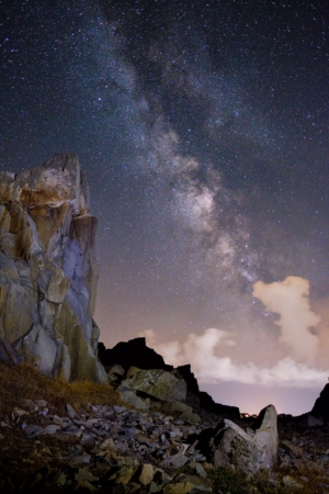 The Milky Way rises over L'Ancresse Common, Guernsey.