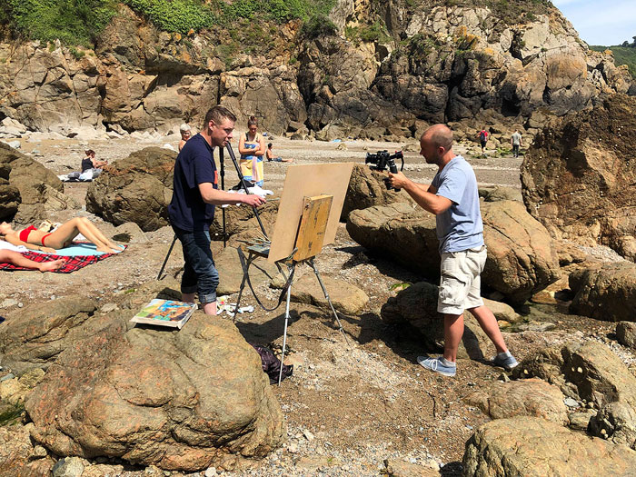 Dan filming Dimitri Permiakov at Moulin Huet Bay