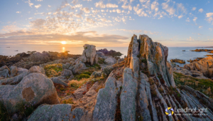 When not accomodating marooned children, this islet off Grandes Rocques makes a great panorama.